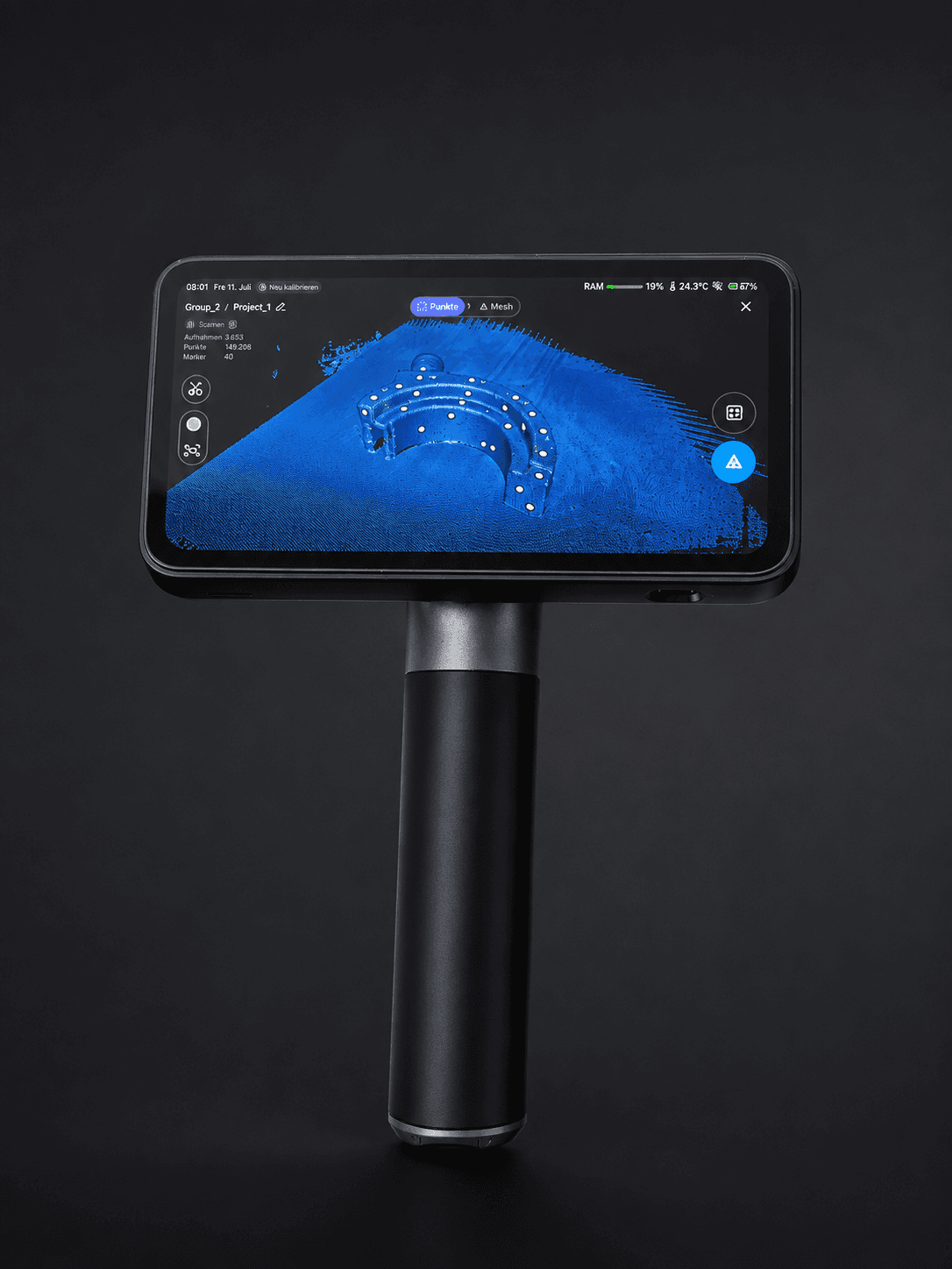 Handscanner erfasst ein bestehendes Bauteil digital